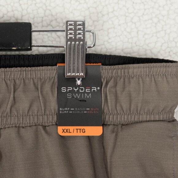 Spyder Swim Trunks Mens XXL 2XL Brown Red Striped Pockets Drawstring Retro - Picture 2 of 9